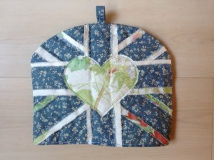 Heart and Union Jack tea cosy